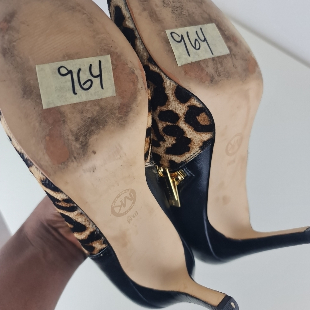 Michael Kors Leopard Print Haircalf Ankle Boots Size 9.5M Leather - Picture 10 of 14